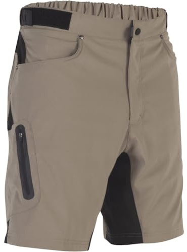 ZOIC Ether Short - 9 Inseam + 7 Essential Liner Men's Mountain Bike Cycling Shorts, Tan, Medium