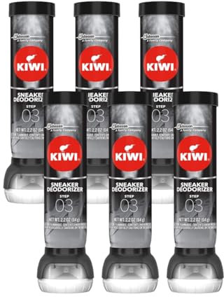 KIWI Sneaker Deodorizer Shoe Odor Spray - Controls odor all day, 2.2 OZ, No Color, 2.2 Ounce (Pack of 6)