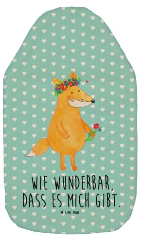 Mr. & Mrs. Panda Wärmflasche Fuchs Blumen - Geschenk, ich, Wärmekissen, Füchse, Kleine Wärmflasche, Wärmflasche mit Bezug, Wärmflaschenbezug,