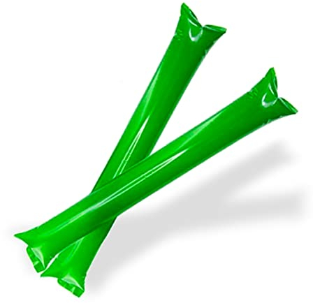 FUN FAN LINE - Pack 50 Pairs of Reusable Inflatable Clapping Sticks | Loud Thunder Sticks for Parties Football and Events | Sports and Celebrations Party Favors | Bam Bam Noisemaker (Green)