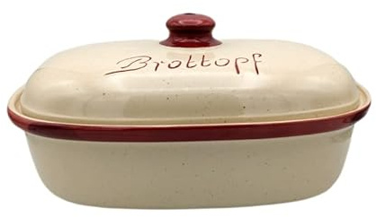 Keramik Brottopf L 34 x 22 x 17 cm (beige/weinrot)