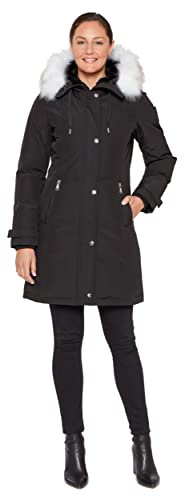 Vince Camuto womens Down Hooded Duffle Coat Parka, Black, Small US