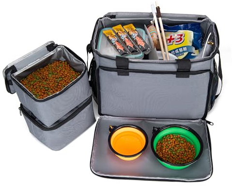 wakytu Hunde-Reisetasche von Fluggesellschaften Zugelassene Tragetasche für Hunde Speichert All Ihr Hundezubehör Inklusive Haustier-Reisetasche, Lebensmittelbehälter und Faltbarem Napf Ferfektes