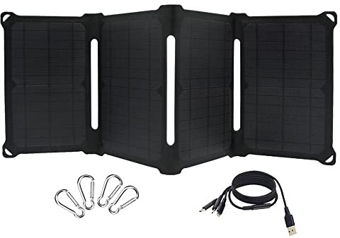 XINPUGUANG 28W Caricatore Pannello Solare Pieghevole 4 x 7w Pannelli solari Modulo monocristallino Portatile per Telefono Cellulare, Power Bank, Auto, Campeggio, Escursionismo, Emergenza (28W)
