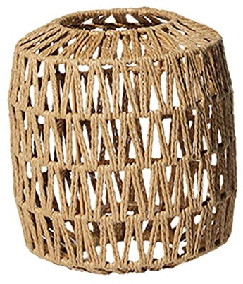LOVIVER Boho Style Woven Rattan Pendant Light Shade, Vintage Style Ceiling Light Shade, E27 Bulb Crafts Lampshade Pendant Lamp Decoration, Khaki Lantern