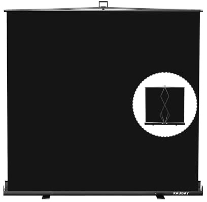 【Breiterer Stil】 RAUBAY 200x210cm zusammenklappbarer Schwarz Black Screen | Großer Hintergrund, tragbarer ausziehbarer Panel Fotohintergrund mit Ständer für Videokonferenzen, Fotostudio.