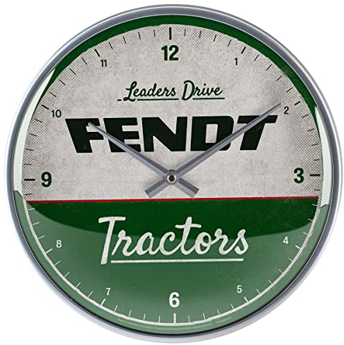 Nostalgic-Art Retro Wanduhr, Ø 31 cm, Fendt – Tractors – Geschenk-Idee für Traktor-Fans, Original Lizenzprodukt (OLP), Große Küchenuhr, Vintage Design