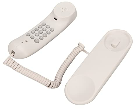 Retro Wall Phones, Big Buttons Corded Landline Telephone Wall Mounted Redial Mute Function for Home Hotel Office (White)