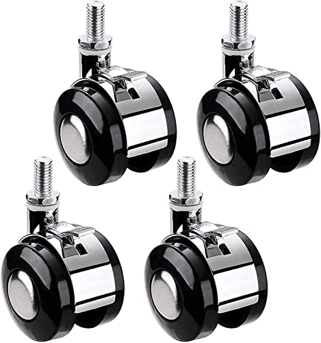 ACiyD 2 Zoll (50 mm) Lenkrollen mit Lenkschaft und Bremse, 4 Stück, max. Belastung 60 kg, Bolzen M10 * 15 mm |, Ersatz-Trolley-Möbelrolle, für Blumenregale/Babybetten/Nachttische/Trolleys