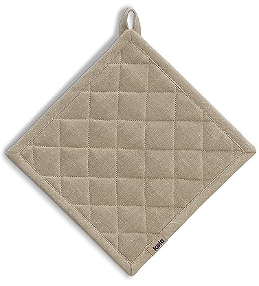 KELA Topflappen Puro 55% Baumwolle 45% Leinen Natur 20x20 cm – Ofenhandschuhe, hitzebeständig, Küchenhandschuhe, Set, Topfhandschuhe, stilvolles Baumwoll-Leinen-Mix, beige, grau, schwarz