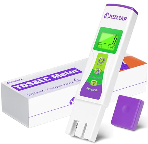 UIUZMAR TDS EC Meter Digital Water Tester, PPM Meter Aquarium, EC PPM Tester Hydroponic, 3 in 1 EC TDS Temp Tester for Drinking Water, Swimming Pool, Pond Water, Filtered Water, Well Water