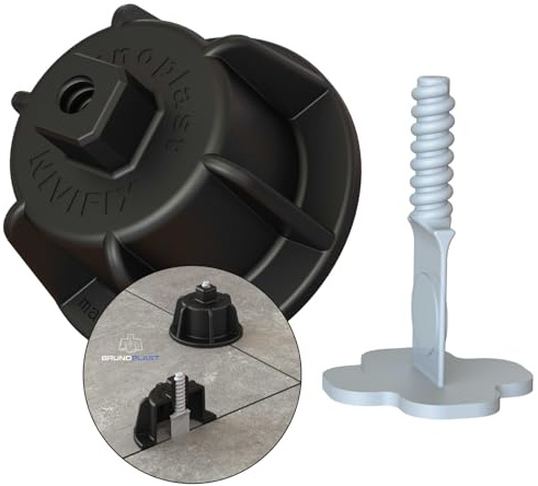Brunoplast NIVIFIX Starter-Set schwarz Fliesen Nivelliersystem 1.7 mm | Fliesenstärke 3-12 mm, 300-teilig, Verlegehilfe Wand- & Bodenfliesen, Fliesen Werkzeug, Zuglaschen, Gewindelaschen, Zughauben