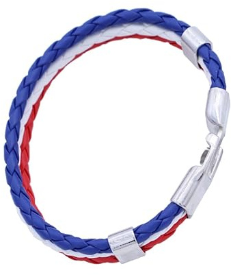 GALPADA Bracelet Bleu Blanc Rouge France, Bijou Tressé Homme Supporter Foot, Ornement Poignet Équipe Nation Match Coupe Monde 2026, Accessoire