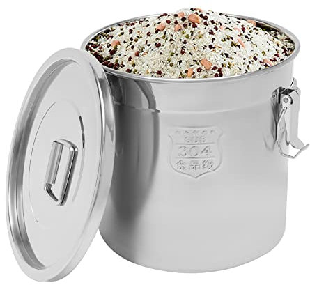 NadineDutol Contenitore per cereali da cucina in acciaio inox da 6 l, 70 l, ermetico con coperchio, per conservare vari alimenti asciutti e umidi (21 l)