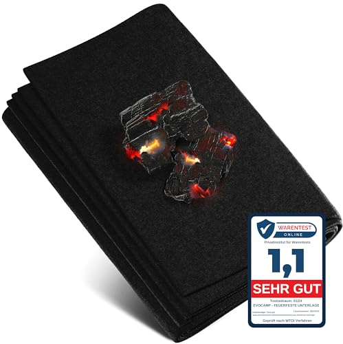 Estera ignífuga 1x1 m, Resistente al Calor hasta 982 °C Negro, Tejido ignífugo Ideal como Estera de Fuego o como Estera de Barbacoa, Estera contra Calor, Panel ignífugo, protección contra Fuego