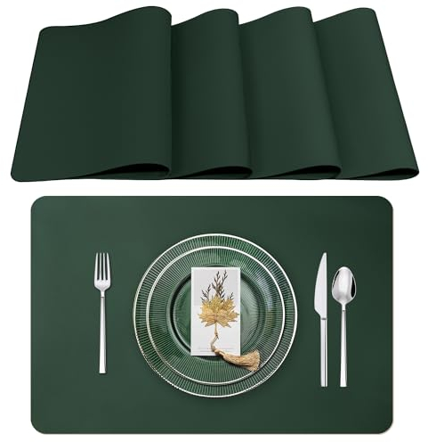 Lumaca Tovagliette Americane Lavabili, Set di 4 Tovaglietta Colazione,Impermeabile,Resistenti al Calore,Antiscivolo,per Tavolo da Cucina e Ristoranti,Verde