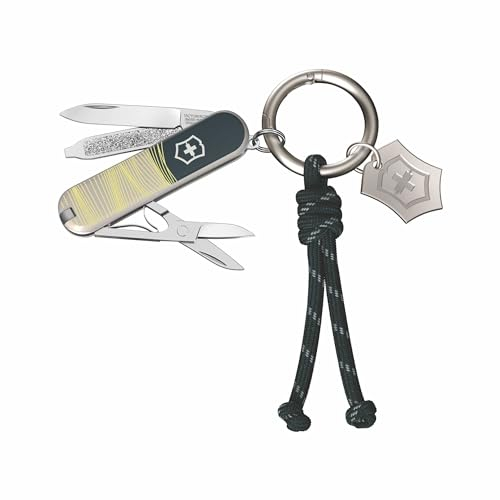 Victorinox Multiuso Classic SD, 7 Funzioni, Made in Switzerland, Multi-strumento da Donna, Anello Portachiavi, in Scatola Regalo, New York Style (Blu, Giallo)