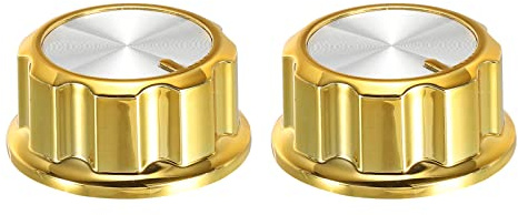 QUARKZMAN Potentiometer Drehknopf ABS Gitarre Knopf für 6mm D Typ Welle E-Gitarren Verstärker Stereoanlagen Bass Lautstärke Ton 180° Drehknopf Gold Silber 2Stk