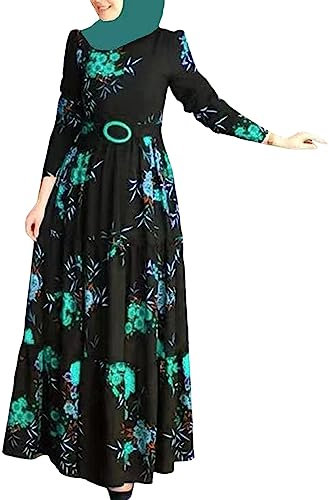 Duohropke Muslimische Kleider Damen Islamische Abaya mit Hijab Muslimisches Damen Kleid Gebetskleidung Langarm Ramadan Lang Gebetskleid Langes Robe