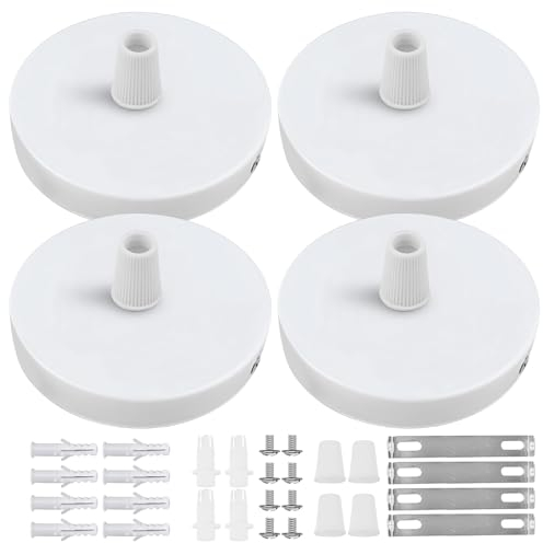 MEGYAD 4 Stück Deckenbaldachin Weiß: 80 x 25mm Baldachin Lampe Kabelabdeckung Decke Weiß Aufputzdose, Kabelabdeckung Decke Deckenrosette Lampenbaldachin zur Montage von Pendelleuchten