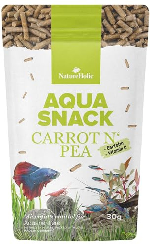 NatureHolic AquaSnack Carrot'n PEA Sticks | mangime aggiuntivo di alta qualità per acquari | mangime vegetale puro per gamberetti, gamberi, granchi, lumache d'acquario e pesci d'acquario