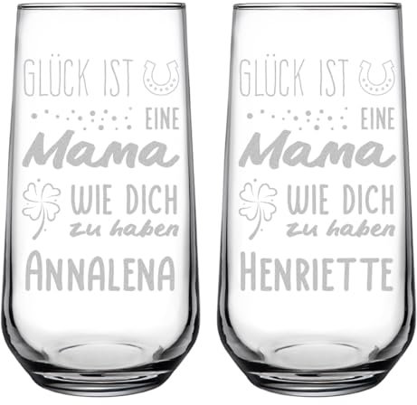 polar-effekt Longdrink Lot de 2 verres à cocktail 470 ml avec gravure - Verre personnalisé - Pour boissons, cocktails et eau - Cadeau pour maman - Sans BPA