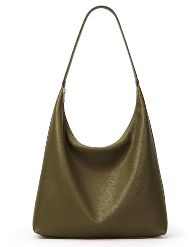 KALIDI Damen Shopper Handtasche Schultertasche PU Leder Tote Bag Vintage Hobo Tasche mit Reißverschluss Groß für Arbeit Schule Shopper Lässige täglich Grün