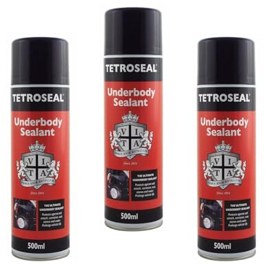 Tetroseal 3 X Aerosol Underbody Sealant Car Underseal Spray 500ml Seal Protection Spray Simple black finish with a long lasting protective coating
