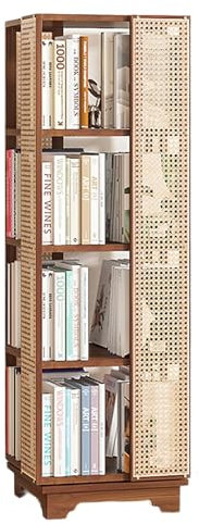 CTREVL Drehbares BüCherregal Home Bookcase Modernes 360° Drehbares Lagerregal, Bücherturm Freistehend, Bücherregal Holz für Kinder und Erwachsene, für Haus Wohnzimmer Studie Büro(Braun,40x129.5cm/15.7