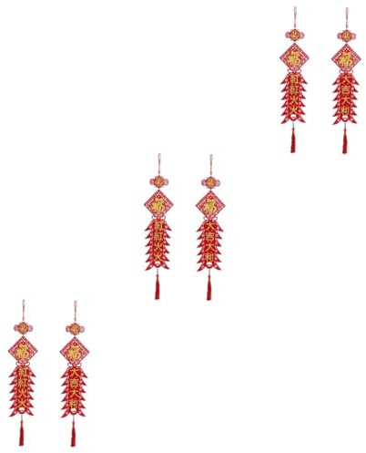 Cabilock 3 Pares coplas para la decoración de año Nuevo talón Portavasos Boda New Year Decorations - Adornos de Fiesta Decoracion Coche pareado Decorativo para el hogar Adorno pareado Rojo
