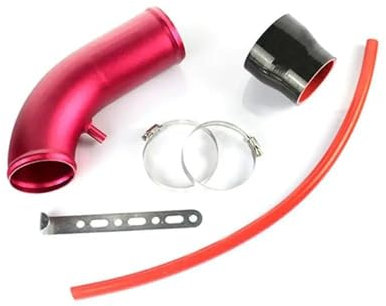 Turbine Für Auto-Luftansaugrohr-Set 76 Mm High-Flow-Gummischlauch Verbindungsfilter Universal-Kompressor Lufteinlass Auto Ansaugschlauch(Rot)