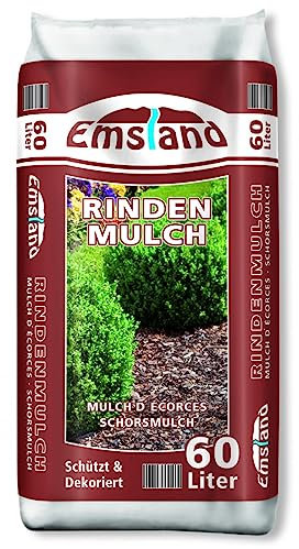 Emsland Rindenmulch, Gartenmulch, 60 Liter, Dekorativ und Schützend