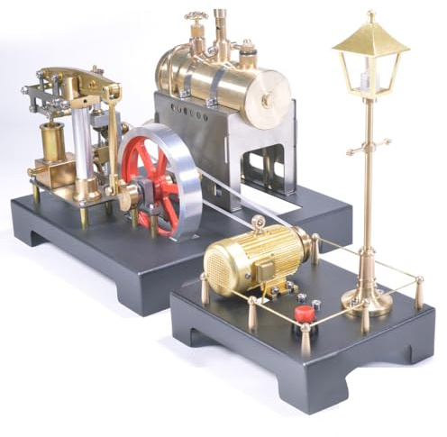 Bricksdiytoy RETROL SE-01 - Modelo de motor de vapor que funciona con alcohol con caldera y generador de latón, diseño vintage, regalo educativo STEM para coleccionistas e ingenieros