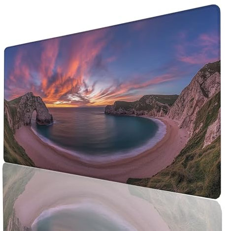 Alfombrilla Ratón Nube, Alfombrilla Gaming Vista al mar, Impermeable Tapete Escritorio 1400x600x3mm Compatible con Raton Inalambrico y Teclado Inalambrico, Mousepad para Portatil Regalo Hombre 6272GYL
