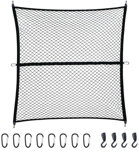 FUNFOB Redes de almacenaje para Coche Red De Carga para Camionetas SUV Remolques Pequeños Malla Elástica Alta Densidad para Equipaje Y Caja Camioneta (una Sola Capa) Red Maletero De Coche