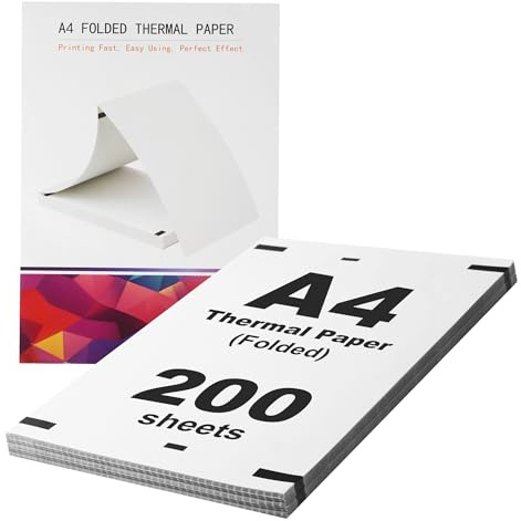 200 Blatt Thermopapier A4, 210 x 297 mm Thermal PaperA4,Schnelltrocknendes Thermopapier A4, geeignet für Dokumente und Fotos, passend für die meisten A4 Thermodrucker (200)