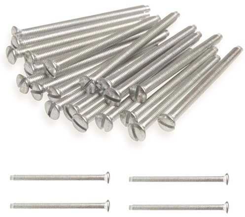 40PCS M3.5 Electrical Socket Screws, Silver Flat Head Slotted Machine Screw | Length 30mm, Long Electrical Switch Screws for Socket & Switch Installation, Back Boxes & Faceplates