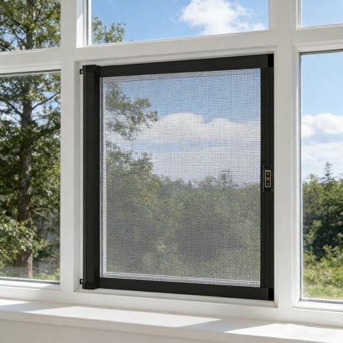 Aeovot Insektenschutz-Seitliches Rollo Fenster Nach Maß - Aluminiumrahmen, Fliegennetz Fenster Moskitonetz Fensterrollo Als Mückenschutz, Insektenschutzgitter aus PET-Verbundfasern