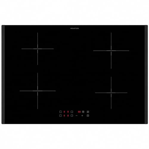 Oranier Kochfeld Induktion 80 cm autark - Glaskeramik mit 2 schwarzen Seitenleisten, Topfgrößenerkennung, 4-fach Booster, Timer, LED Anzeige rot & Touch Control Steuerung
