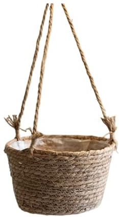 MKYYIOED Macetero Mimbre Maceta Colgante for jardín, Cesta de Mimbre Tejida, Colgador Plantas con Revestimiento plástico, decoración del hogar, 3 uds(Brown)