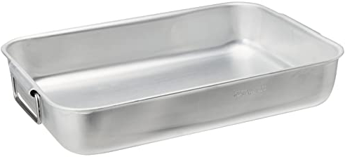 Pentole Agnelli ALMA15140 Rostiera Rettangolare con Maniglie, Alluminio, Argento, 40 x 28 cm