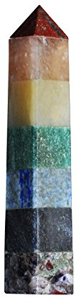 Mystic Serenity Chakra Gemstone Obelisk Tower Healing Wand - 4 Inches - Amethyst, Lapis, Aventurine, Jasper, Carnelian