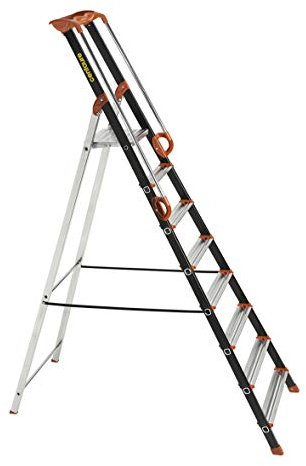 Escabeau Aluminium, 8 Marches, 3.6m Hauteur d'Accès