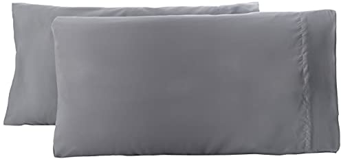 Amazon Basics Paquete de 2 Fundas de Almohada de Microfibra, 50 x 80 cm, Color Gris Oscuro