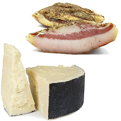 Mix Degustazione Pecorino Romano DOP - Stagionato 12 Mesi + 500g Guanciale al Pepe - 100% Italiano ed Artigianale