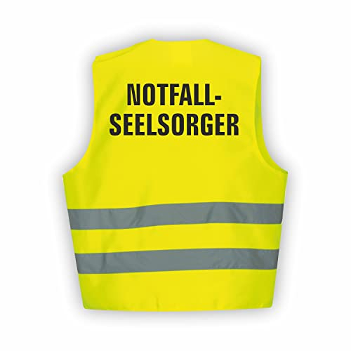Fassbender-Druck WARNWESTEN - Sicherheitsweste GELB Warnweste nach EN ISO 20471 zertifiziert - Warn Weste NOTFALLSEELSORGER - Unisex mit hochwertigem Reflektorstreifen (GELB I 3XL/4XL I 1St.)