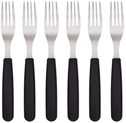 GRÄWE Tafelgabeln, 6 Stück, Edelstahl, bunte Griffe, schwarz
