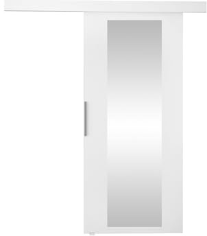 Mirjan24 Schiebetürsystem Pikano IV 70 mit Spiegel (Weiß) | Komplettes Schiebetür-Set mit Aluminiumgriff, Bodenführung und Selbstschließsystem, links oder rechts montierbar