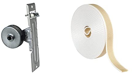 Amig - Recogedor Compacto de Acero,Medidas: 4,6 x 18,8 x 11 cm, Plateado & Cinta para Recogedor de Persianas Enrrollables en Beige y Blanco | Cuerda de Repuesto | Medidas 22 mm x 6 m