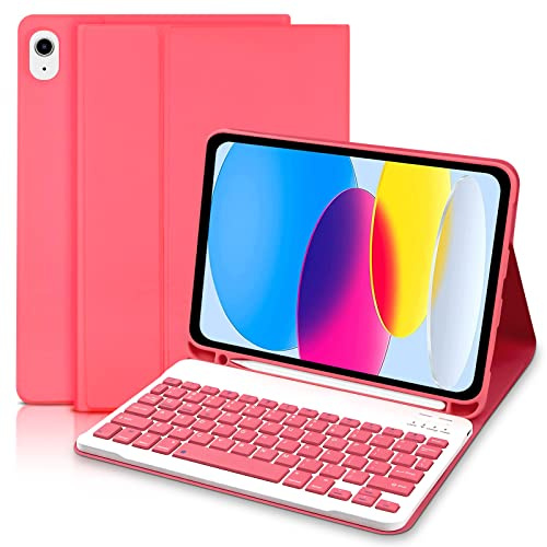 Keyboard Case for iPad 10th Generation 2022/A16 11th Genration 2025 (10.9/11 inch), Case with keyboard for Ipad 10th generation, Slim Smart Case with Bluetooth Keyboard for iPad11/10 Gen,Pink